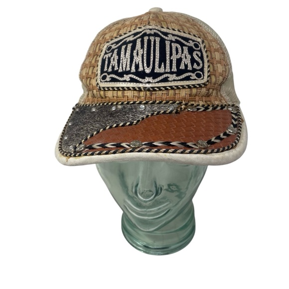 Tamaulipas Men’s/ Unisex Adjustable Embellished Embroidered  Mesh Snap Back Hat - Picture 3 of 9